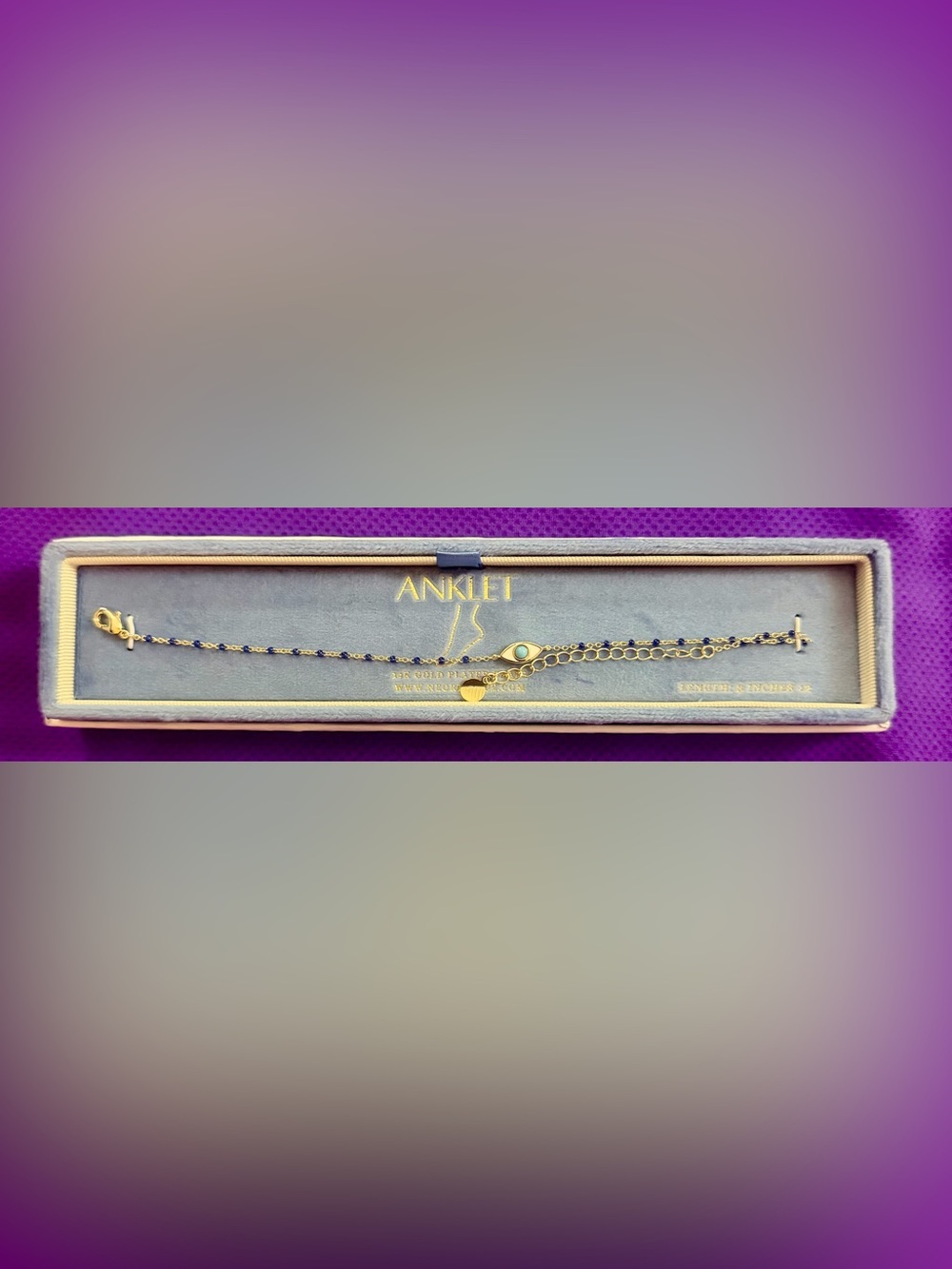 🧿Gold Plated Anklet with Blue Beads and Evil Eye 🧿
